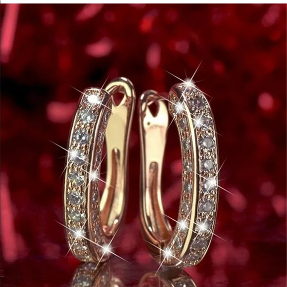 Jewelry New 18k Gold Plated Diamond Hoop Earrings Poshmark